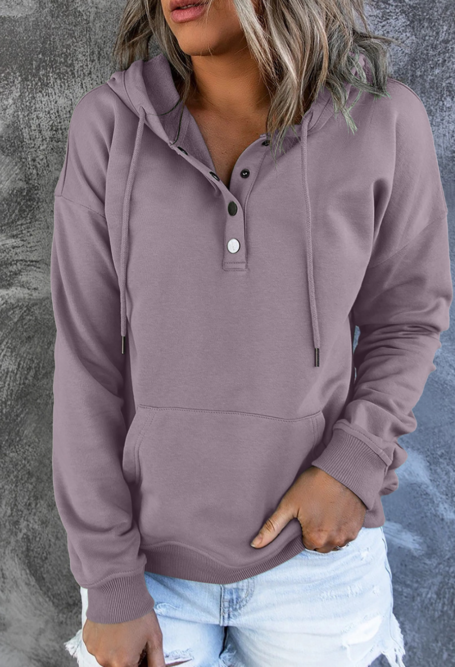 DESCRIPTION SIZING Purple Snap Button Hoodie